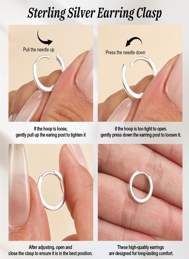 MOODEAR Small Hoop Huggie Earrings for Women 925 Sterling Silver 1.5mm Thick, Hypoallergenic Dainty Cartilage Earrings for Sensitive Ears, Trendy Everyday Jewelry Gift (10mm Inner Diameter) - Image 5